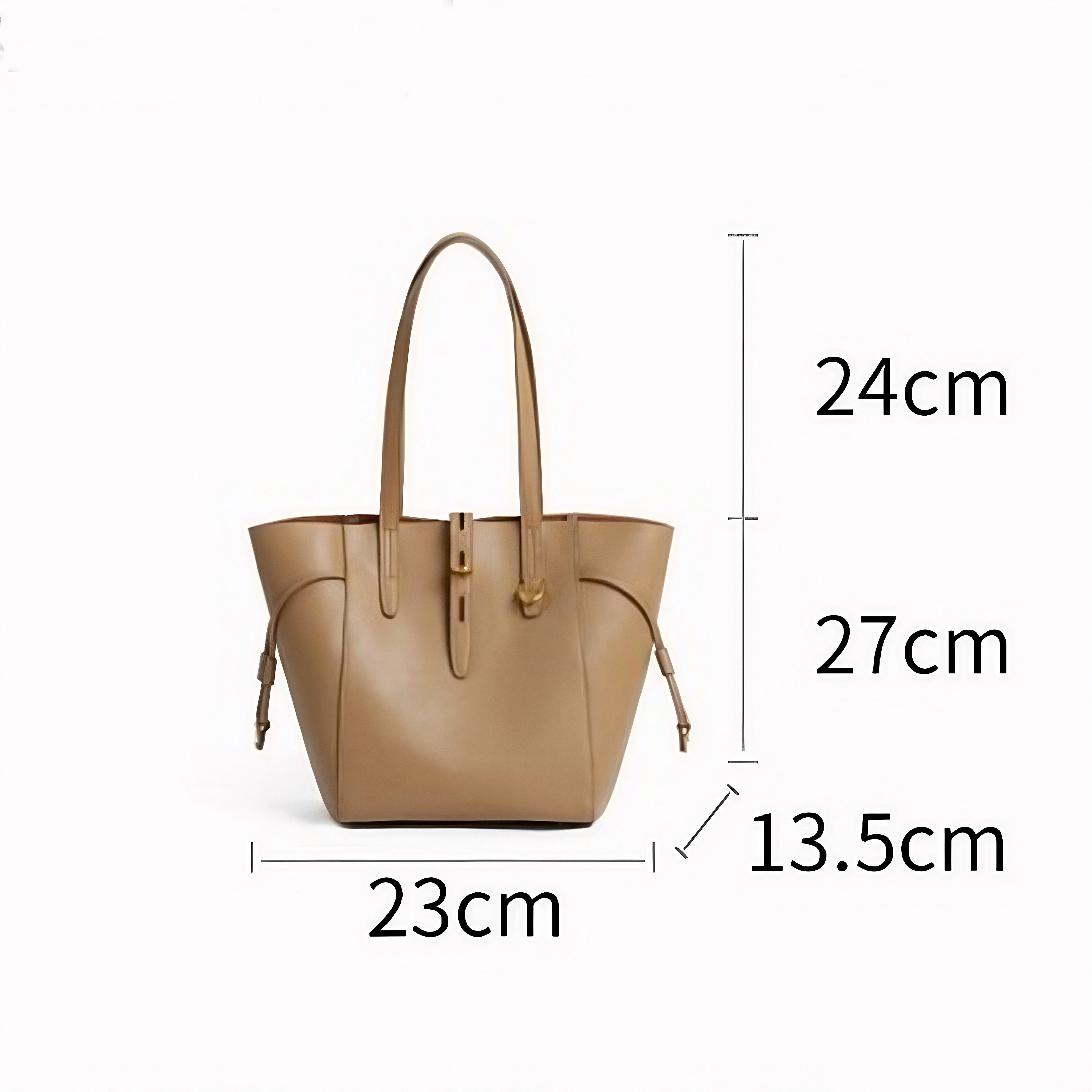 Borsa Tote Vintage in Vera Pelle con Chiusura a Lucchetto