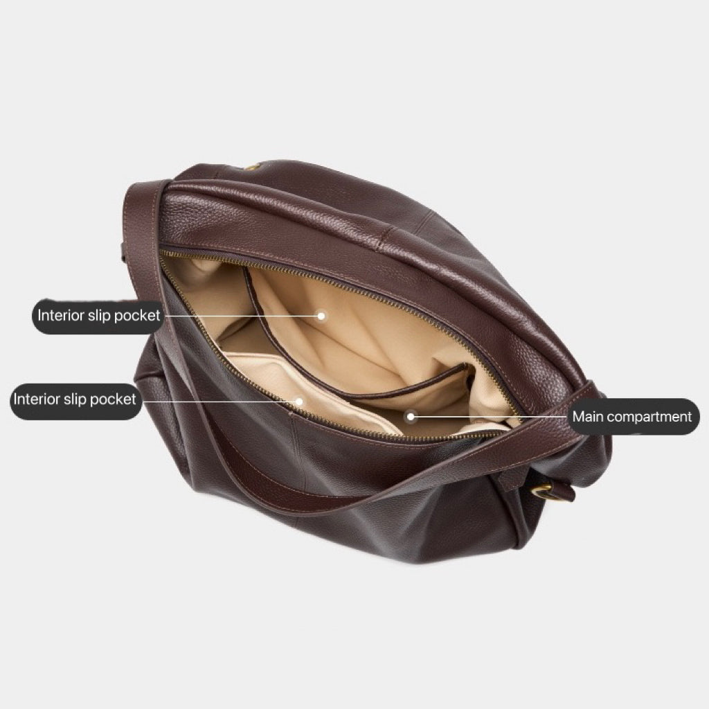 Borsa Tote Minimalista Morbida in Vera Pelle Retro