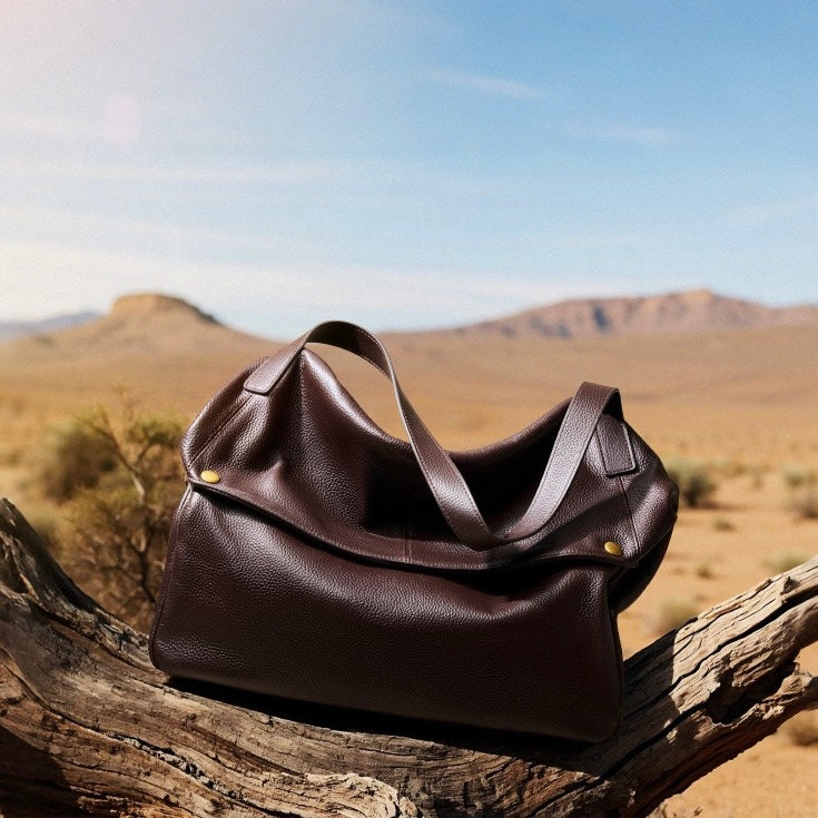 Borsa Tote Minimalista Morbida in Vera Pelle Retro