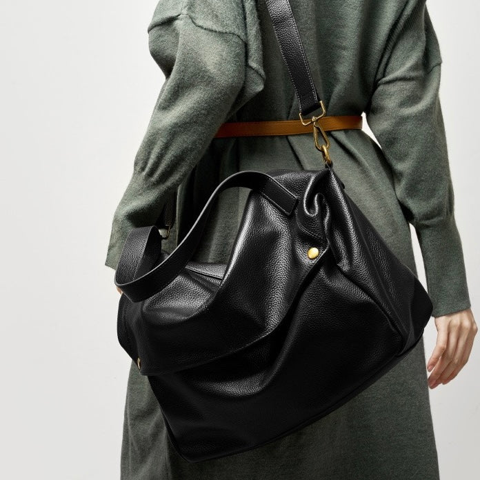 Borsa Tote Minimalista Morbida in Vera Pelle Retro