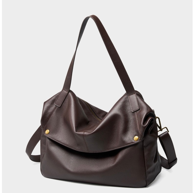 Borsa Tote Minimalista Morbida in Vera Pelle Retro