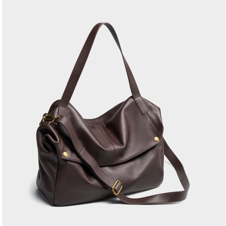 Borsa Tote Minimalista Morbida in Vera Pelle Retro