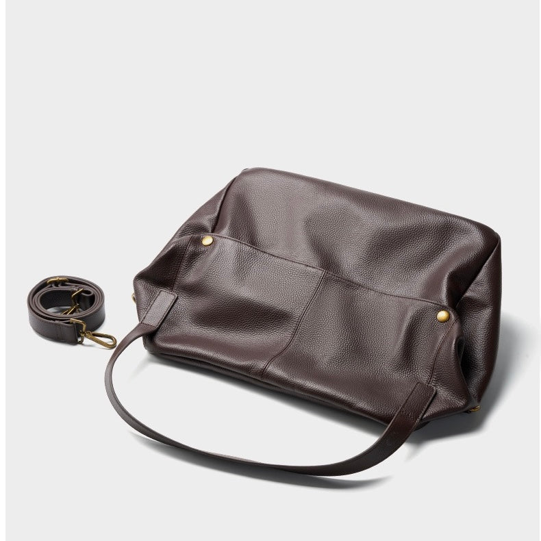 Borsa Tote Minimalista Morbida in Vera Pelle Retro