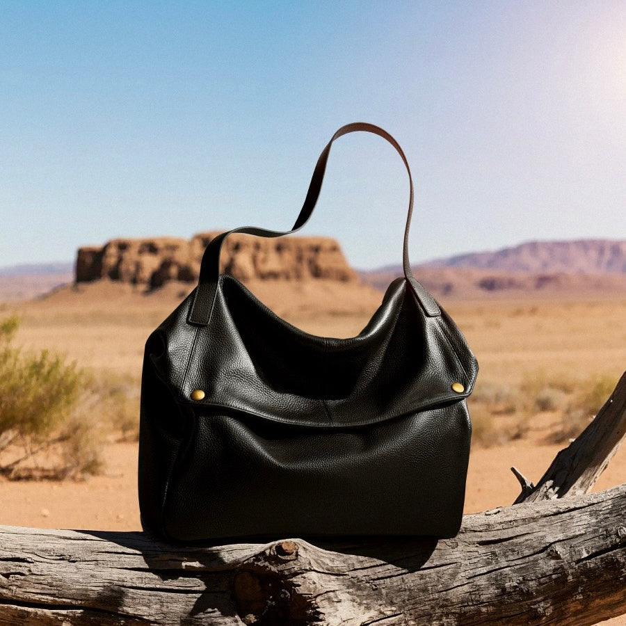 Borsa Tote Minimalista Morbida in Vera Pelle Retro