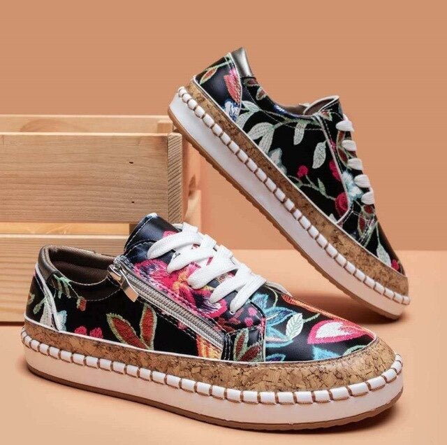 Oluchi™ Sneakers Ortopediche a Cerniera Floreali