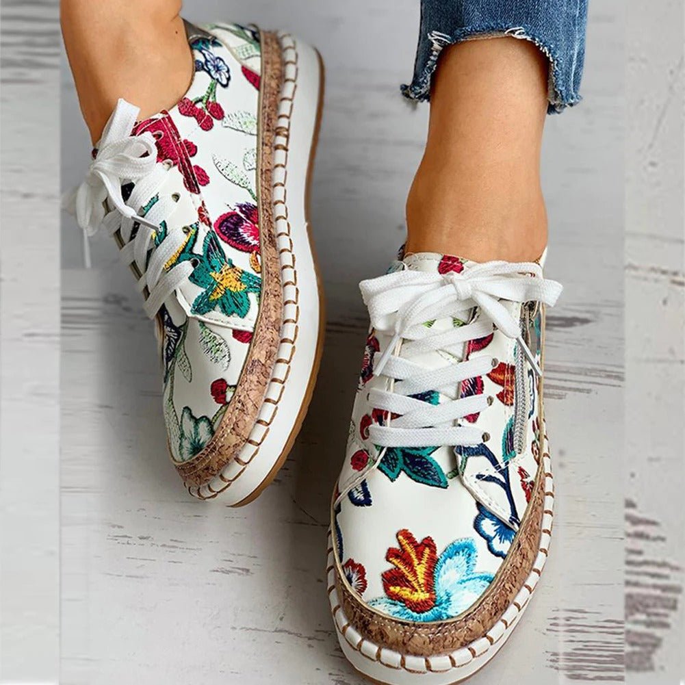 Oluchi™ Sneakers Ortopediche a Cerniera Floreali