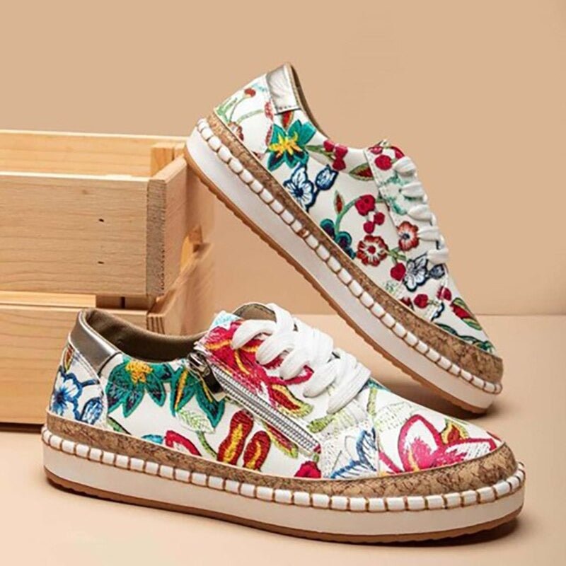 Oluchi™ Sneakers Ortopediche a Cerniera Floreali
