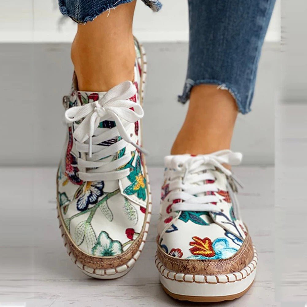 Oluchi™ Sneakers Ortopediche a Cerniera Floreali