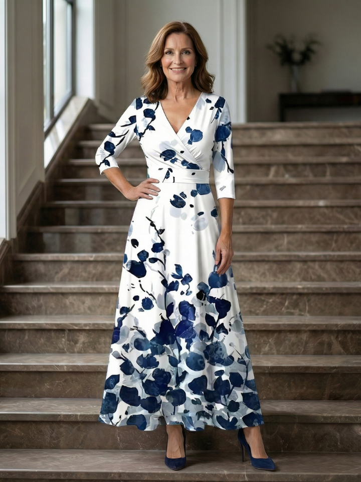 Celine | Vestito Midi con Scollo Incrociato a Portafoglio
