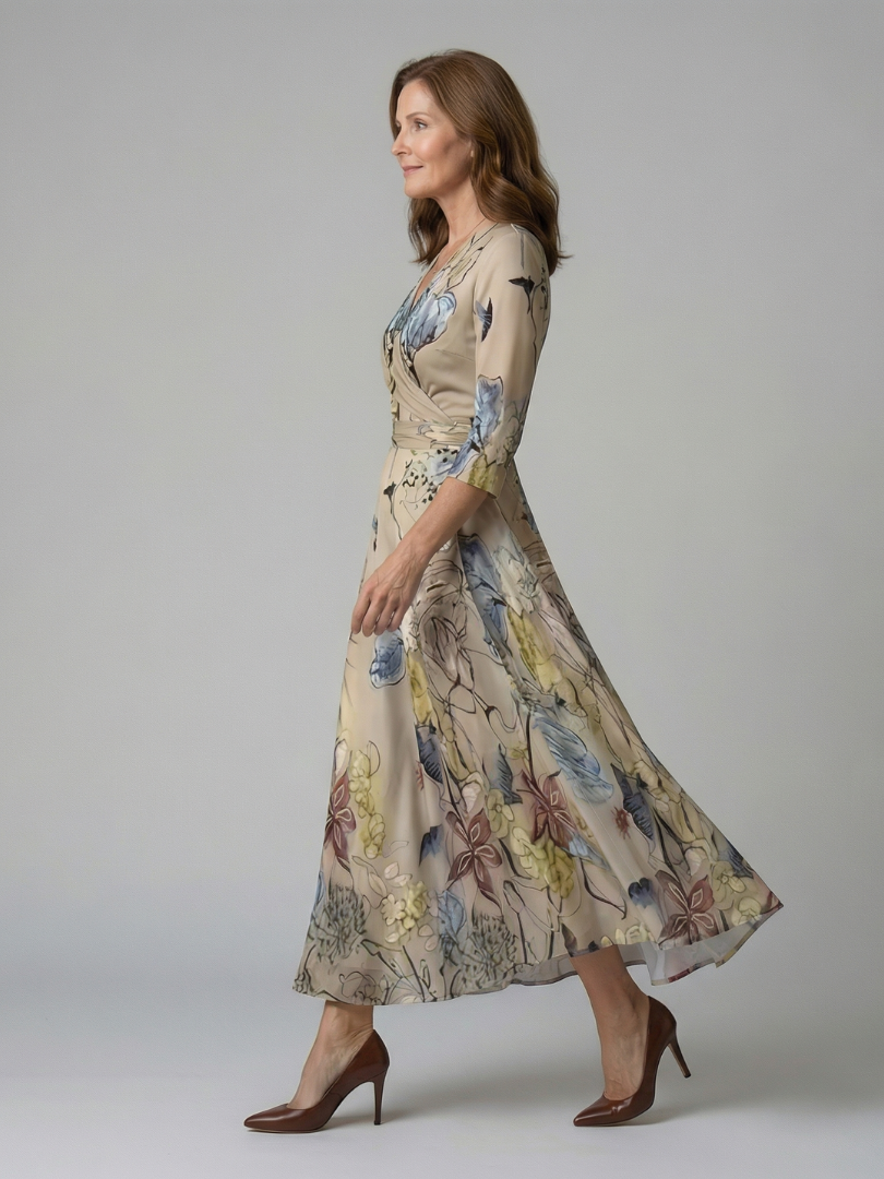 Celine | Vestito Midi con Scollo Incrociato a Portafoglio