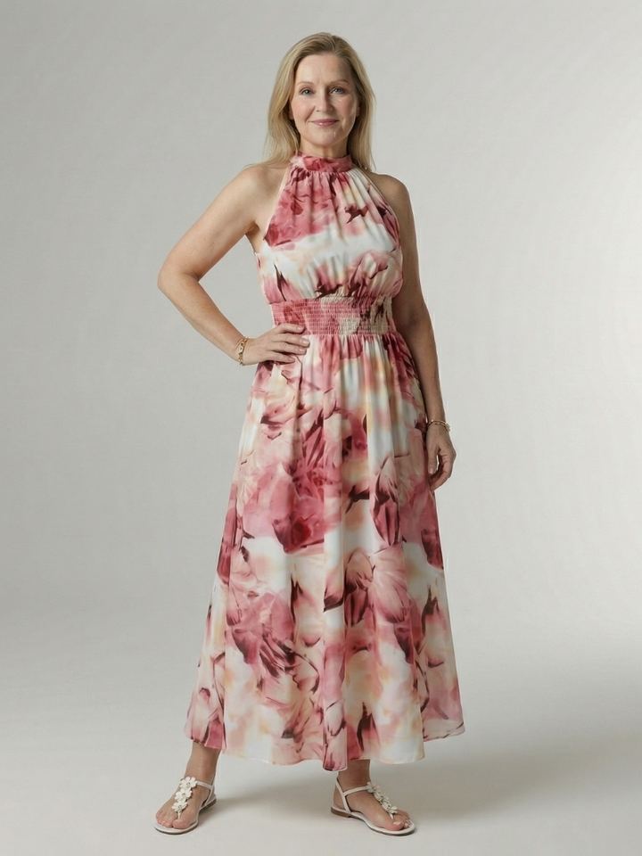 Sylin | Abito Midi con Collo all'Americana e Arricciatura