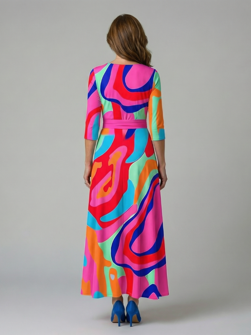 Celine | Vestito Midi con Scollo Incrociato a Portafoglio