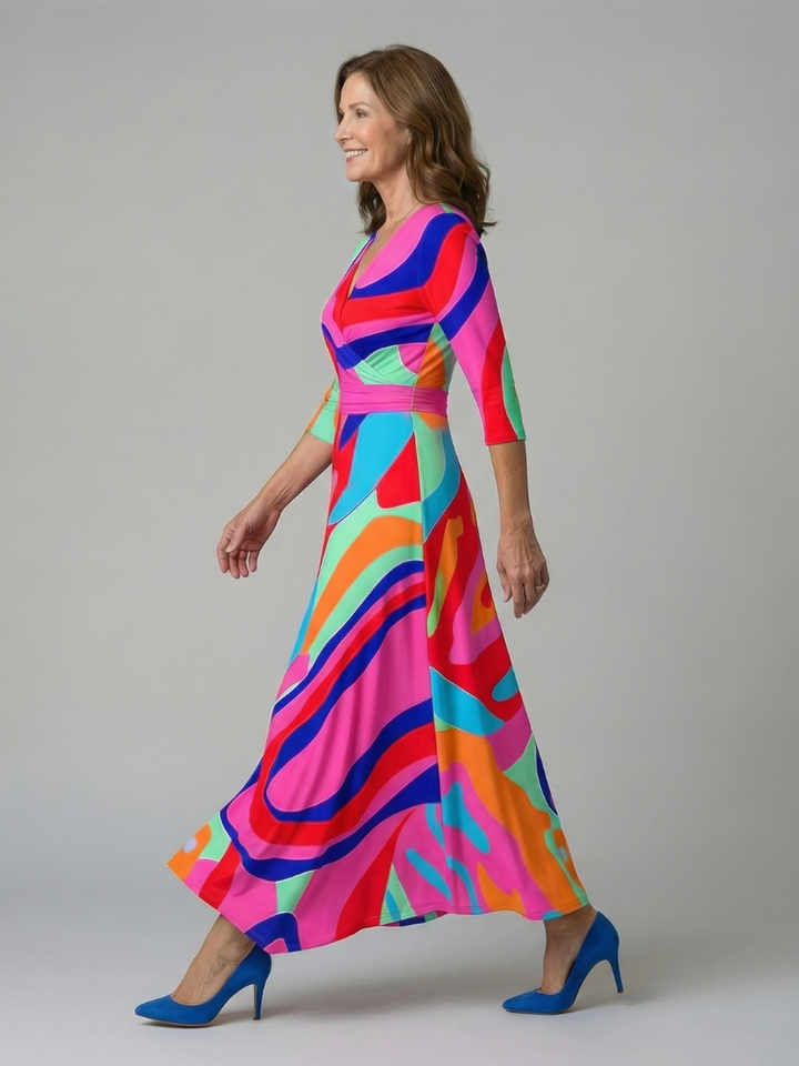 Celine | Vestito Midi con Scollo Incrociato a Portafoglio
