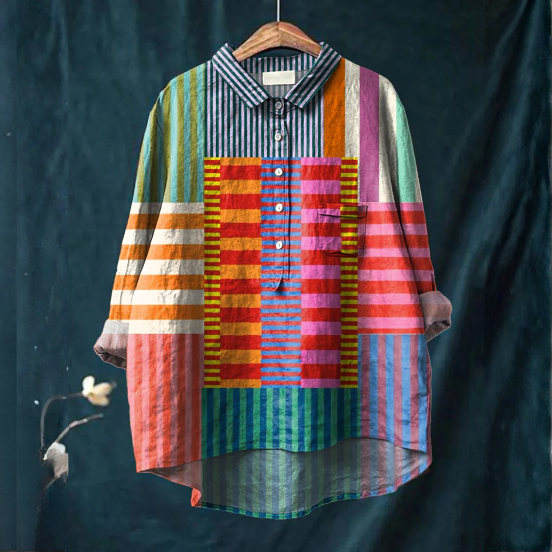 Marcella™ | Elegante Blusa in Lino con Stampa