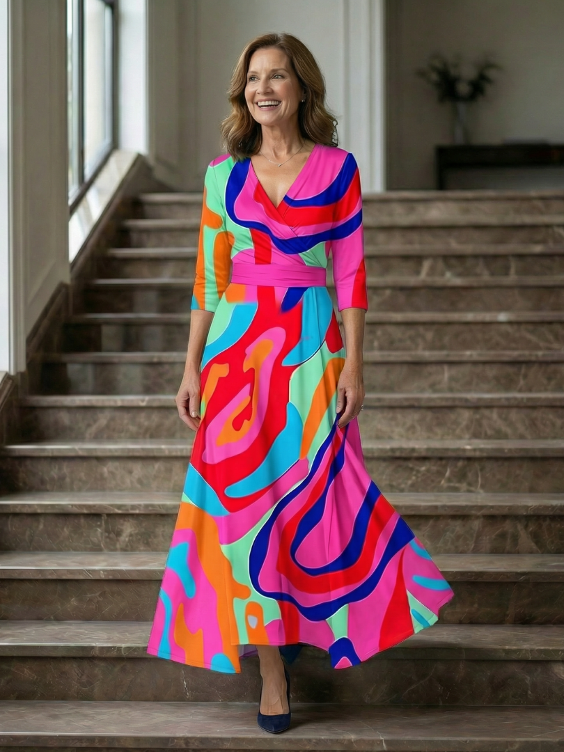 Celine | Vestito Midi con Scollo Incrociato a Portafoglio