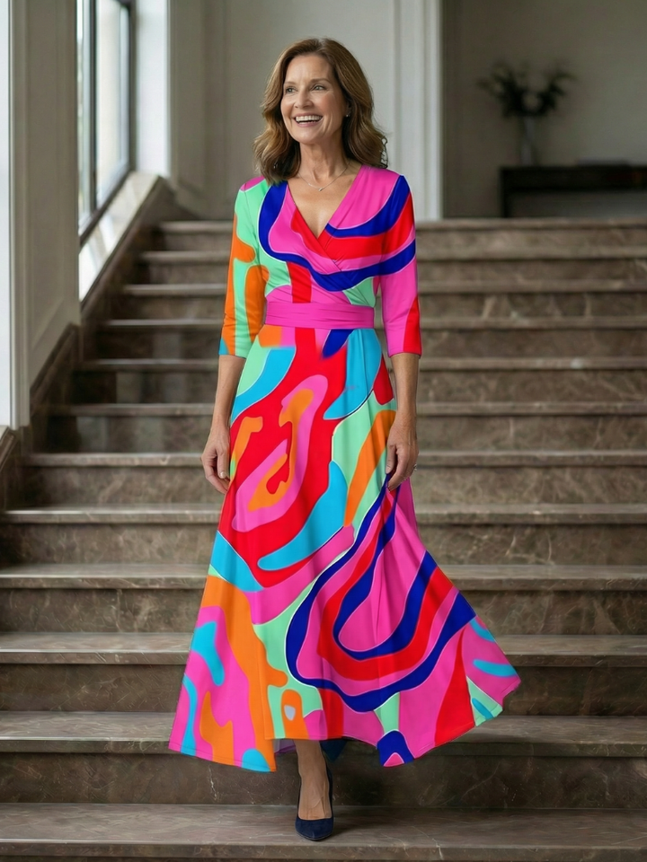 Celine | Vestito Midi con Scollo Incrociato a Portafoglio