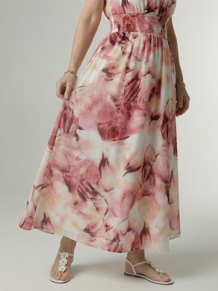 Sylin | Abito Midi con Collo all'Americana e Arricciatura