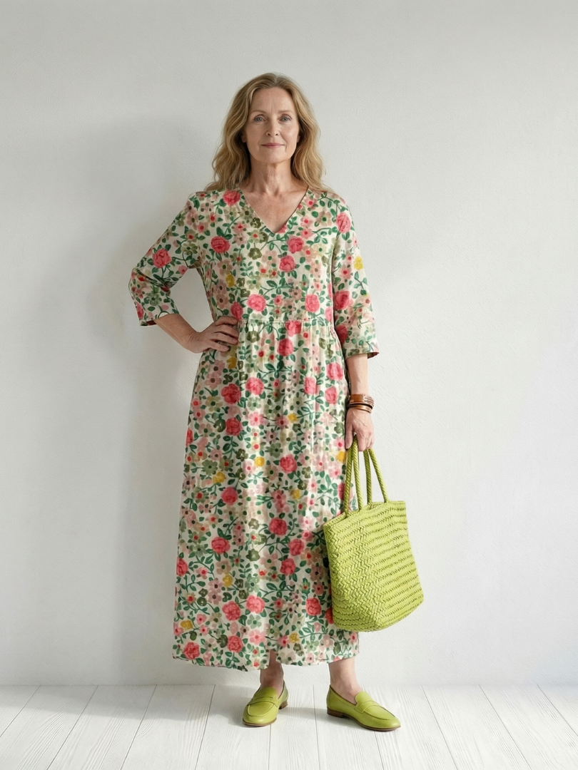 Colin | Abito Midi a Fiori Sparsi
