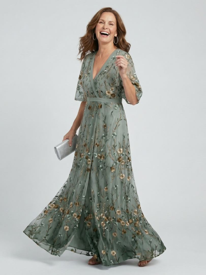 Selora | Abito Maxi Fluente Fiorito con Collo Halter