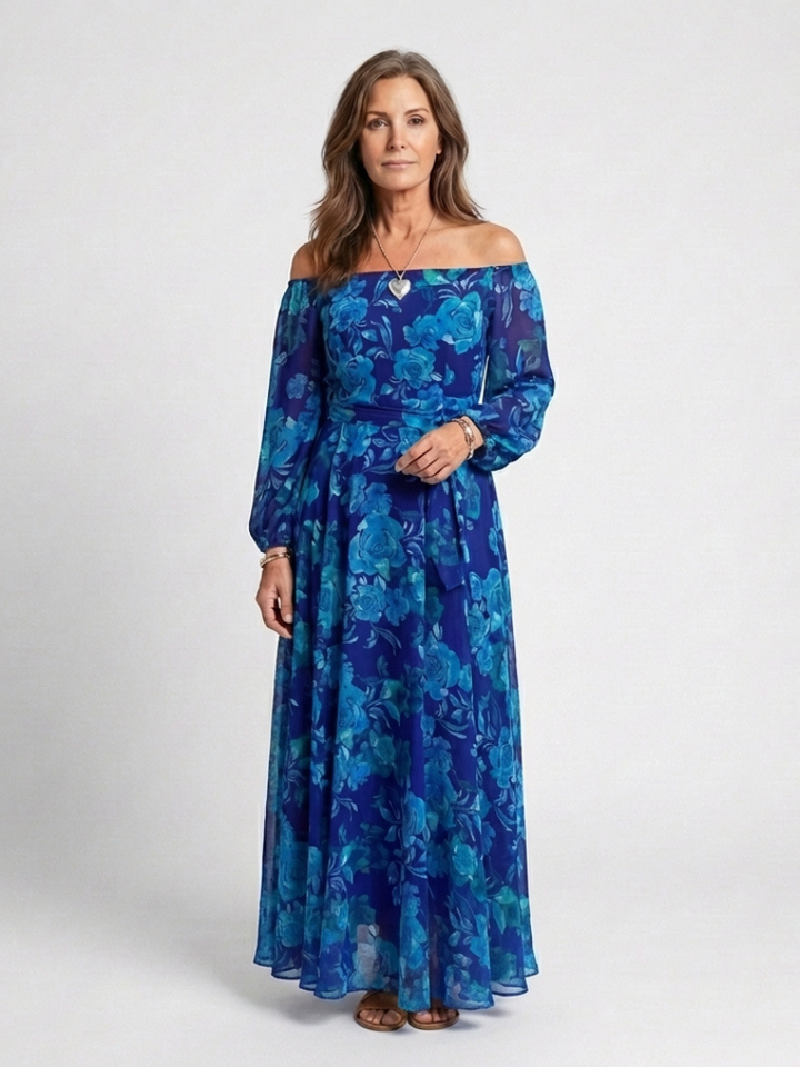 Aspen | Vestito Maxi Floreale a Spalle Scoperte