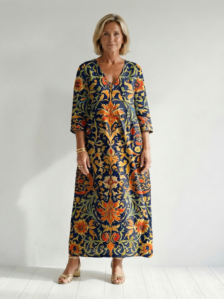 Elise | Abito Midi Floreale Elegante e Pulito