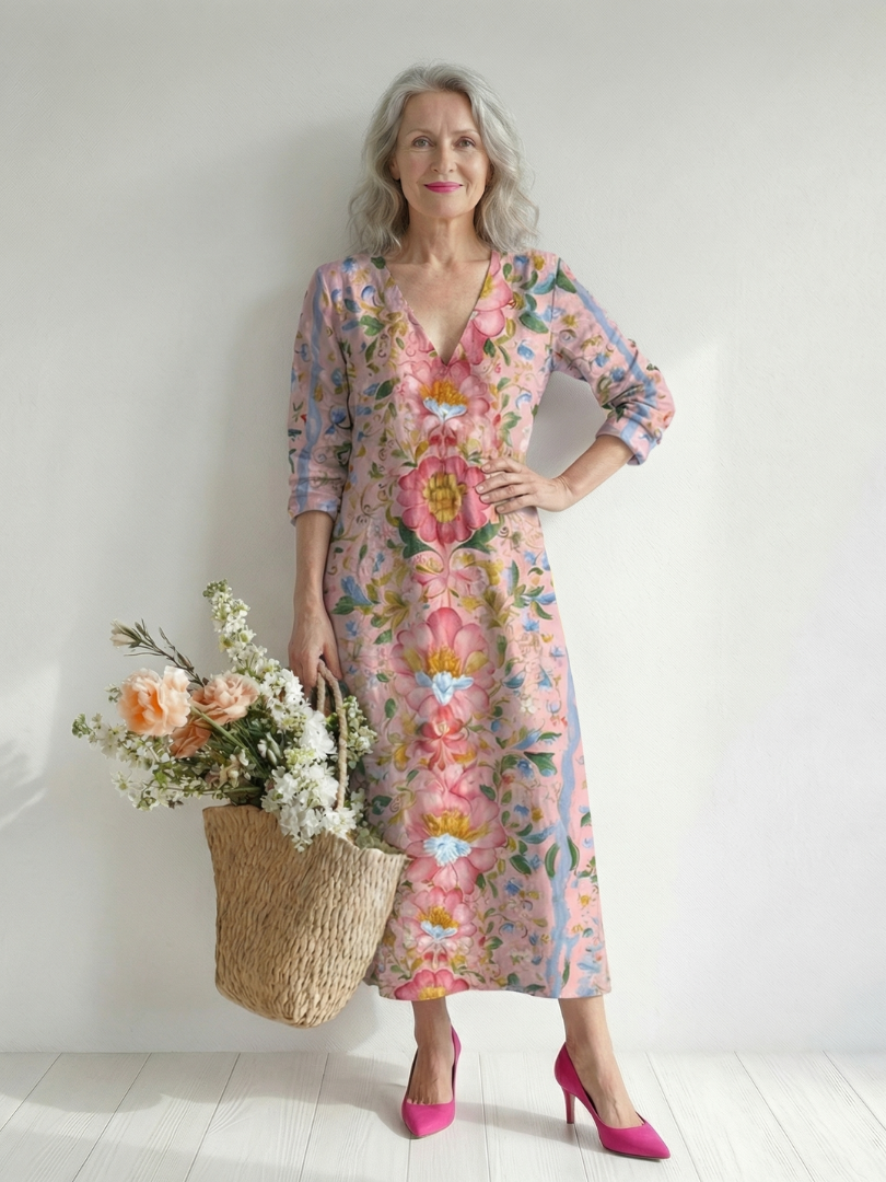 Julien | Abito Midi Floreale dalla Forma Leggera