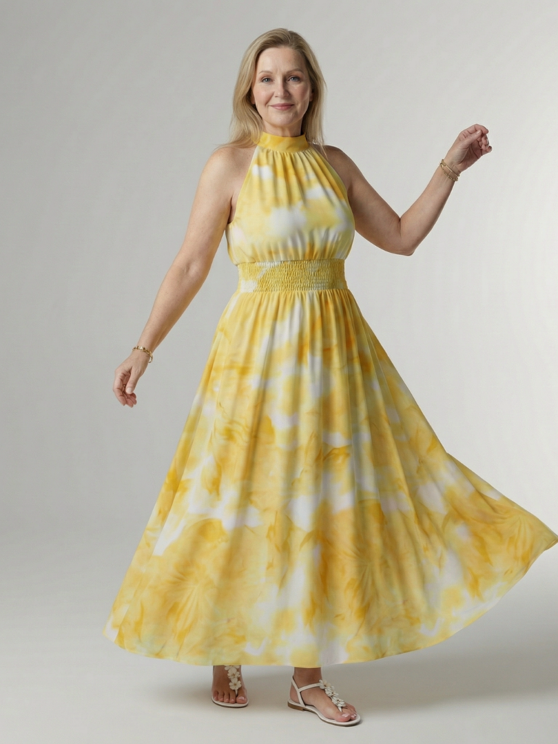Sylin | Abito Midi con Collo all'Americana e Arricciatura