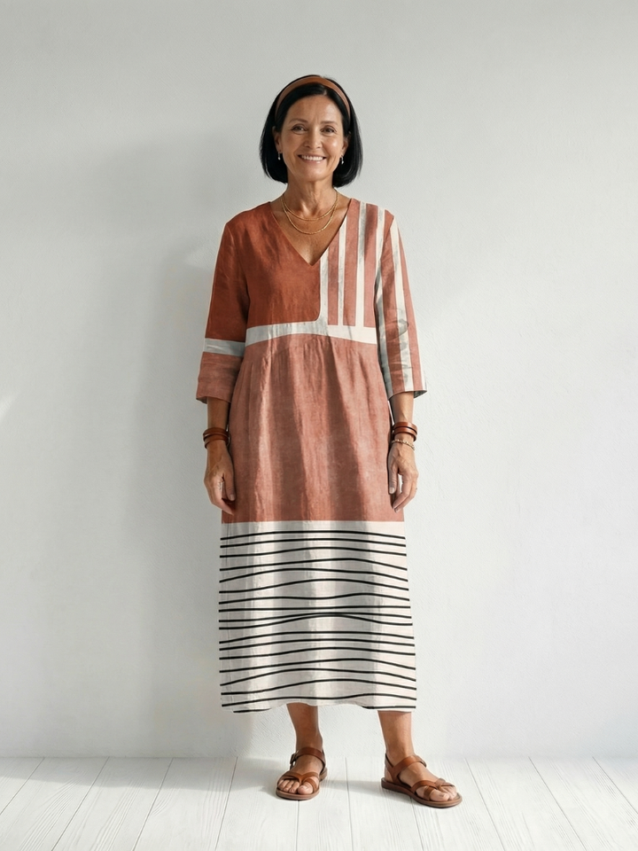 Remy | Abito Midi a Righe Miste Comodo