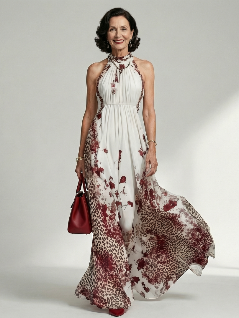 Orlune | Abito Maxi Plissettato Bianco
