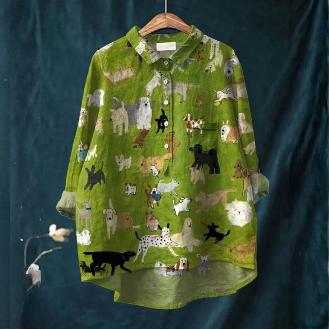 Aurora™ | Blusa in Lino Senza Tempo con Motivo