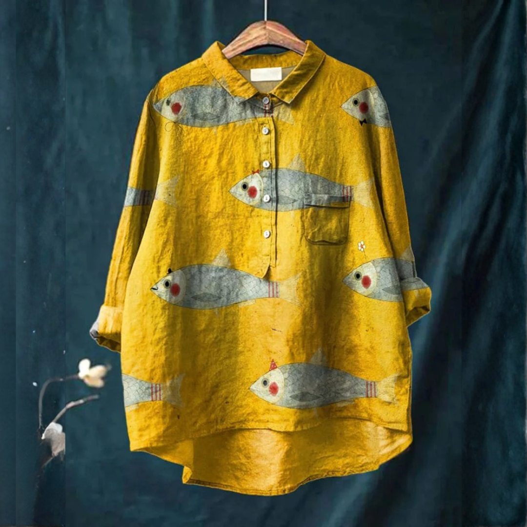 Marina | Maglietta con Stampa di Pesci Giocosi