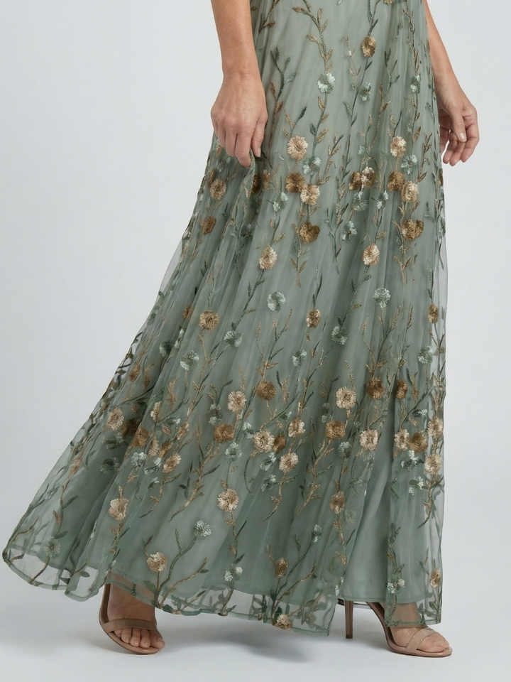 Selora | Abito Maxi Fluente Fiorito con Collo Halter