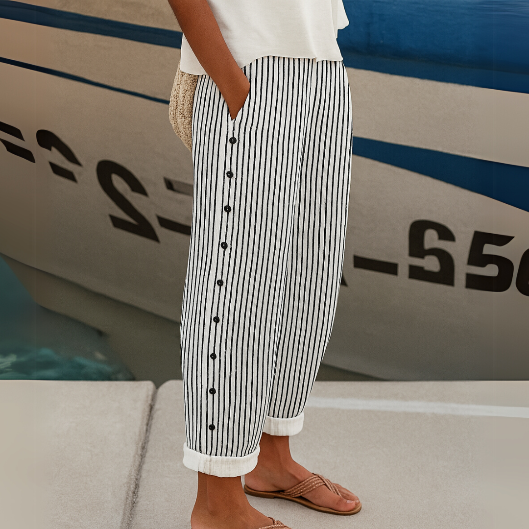 Caitlin | Pantaloni Stripes Eleganti con Bottoni
