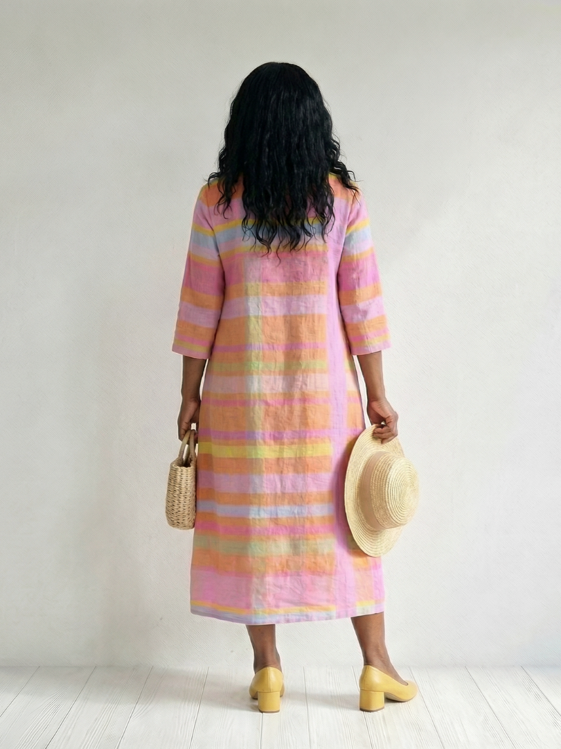 Tessa | Vestito Midi a Righe dal Drappeggio Facile