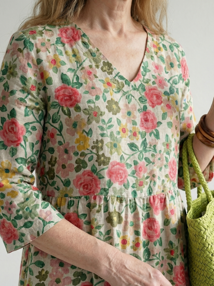 Colin | Abito Midi a Fiori Sparsi