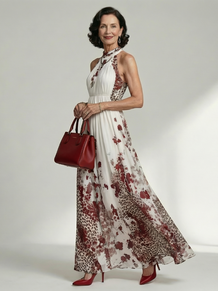 Orlune | Abito Maxi Plissettato Bianco