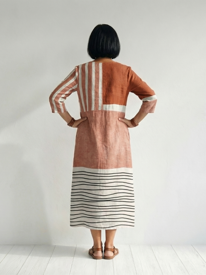Remy | Abito Midi a Righe Miste Comodo