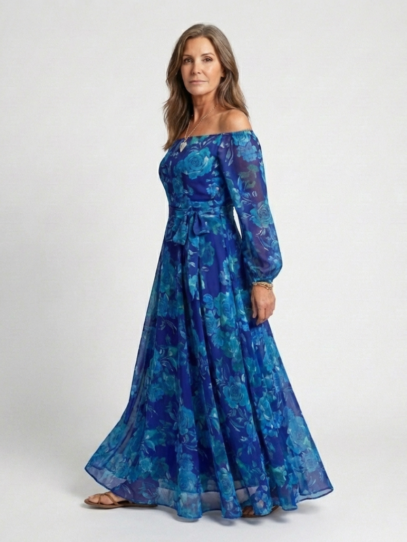 Aspen | Vestito Maxi Floreale a Spalle Scoperte