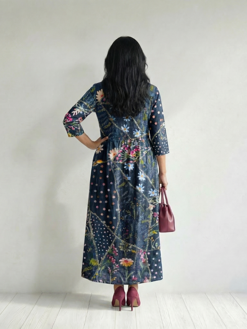 Zane | Abito Midi Floreale con Vita Arricciata