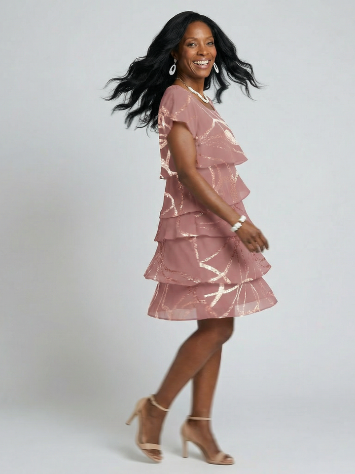 Hoku | Abito Midi a Fantasia Astratta Elegante
