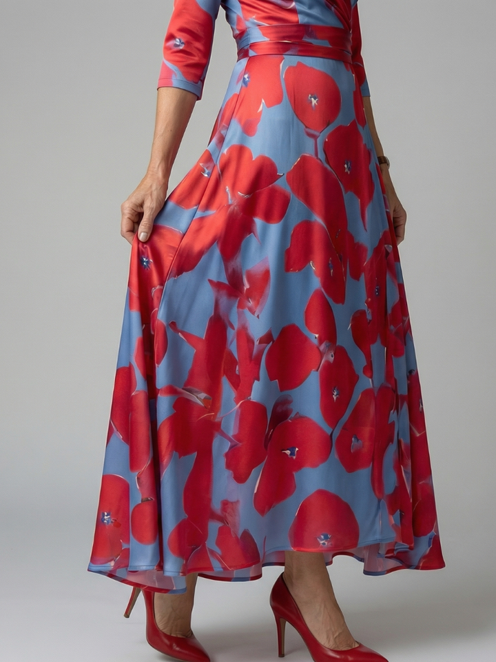 Celine | Vestito Midi con Scollo Incrociato a Portafoglio