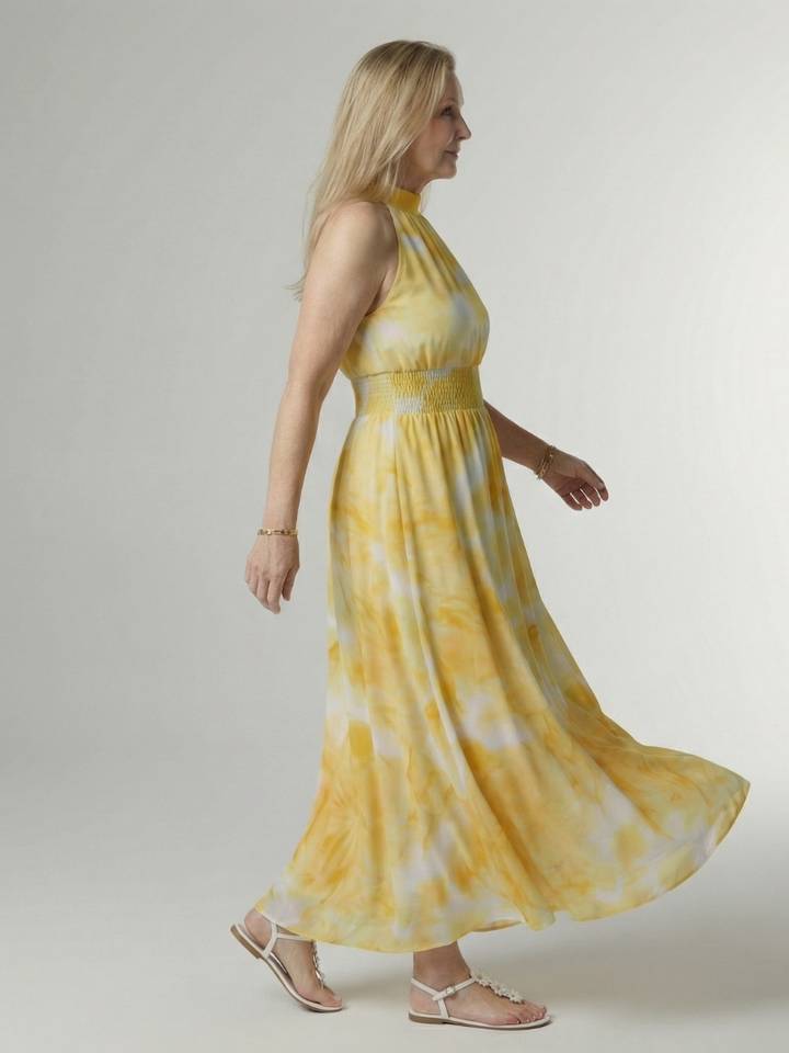 Sylin | Abito Midi con Collo all'Americana e Arricciatura