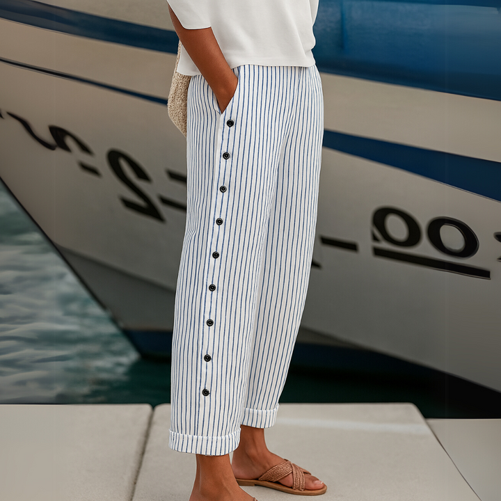 Caitlin | Pantaloni Stripes Eleganti con Bottoni