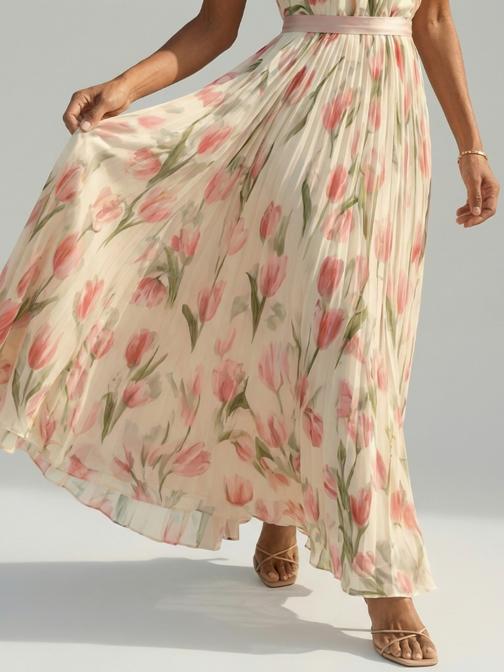 Aurelle | Abito Midi Floreale con Scollo Halter