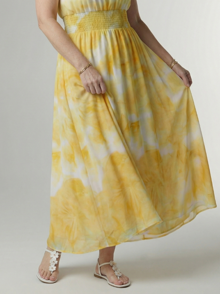Sylin | Abito Midi con Collo all'Americana e Arricciatura