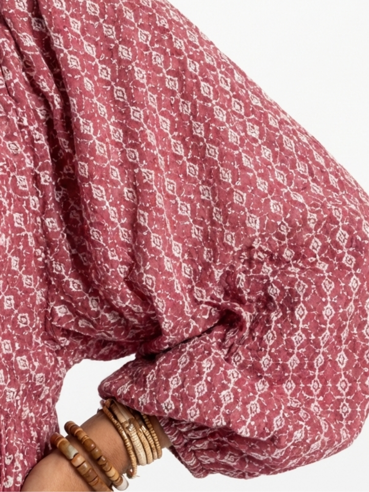 Arlette | Abito Midi a Maniche Lunghe con Stampa Geometrica