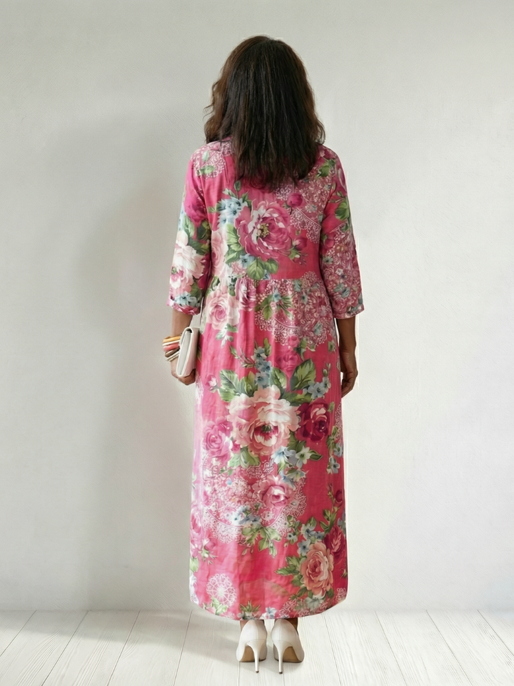 Freya | Abito Midi Giardino in Fiore