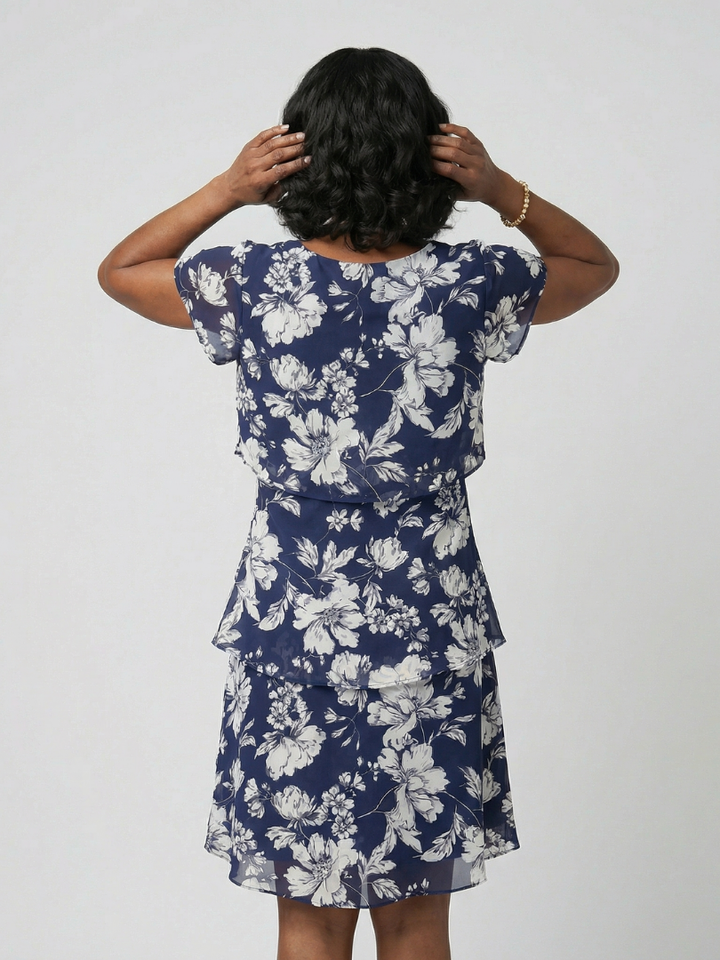 Thea | Vestito a Fiori Sottili Lunghezza al Ginocchio