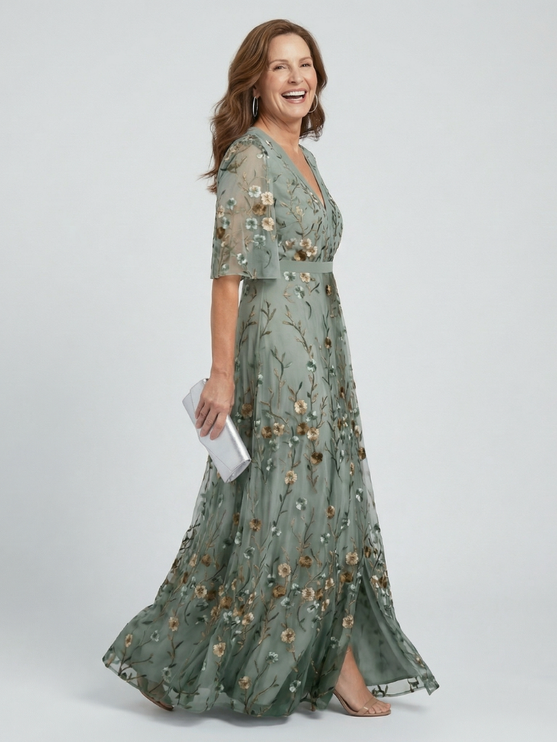 Selora | Abito Maxi Fluente Fiorito con Collo Halter