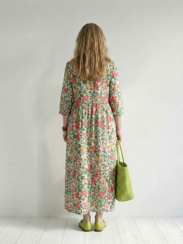 Colin | Abito Midi a Fiori Sparsi